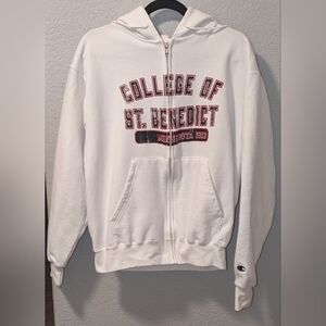 St Benedict Zip Up Hoodie Sweatshirt By Champion Size Medium